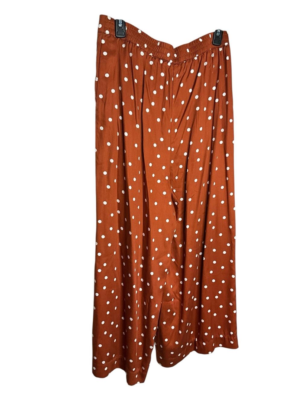 Anthropologie Gaucho Pants Women's Brown Polka Dot Pleated High Waist sz Medium